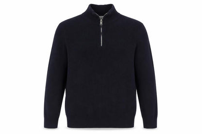 H&M Men Black Cotton 1/2 Zip High Neck Slim Fit Jumper L