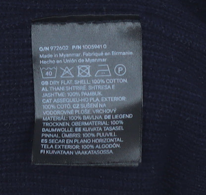 H&M Men Black Cotton 1/2 Zip High Neck Slim Fit Jumper L