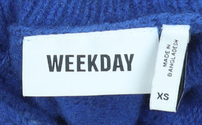 Weekday Women's Blue Roll Neck Wool Jumper XS