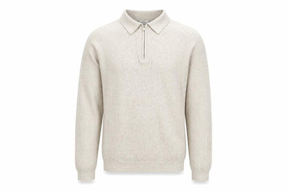 Reiss Men’s Beige Collared Full Zip Knit Jumper M