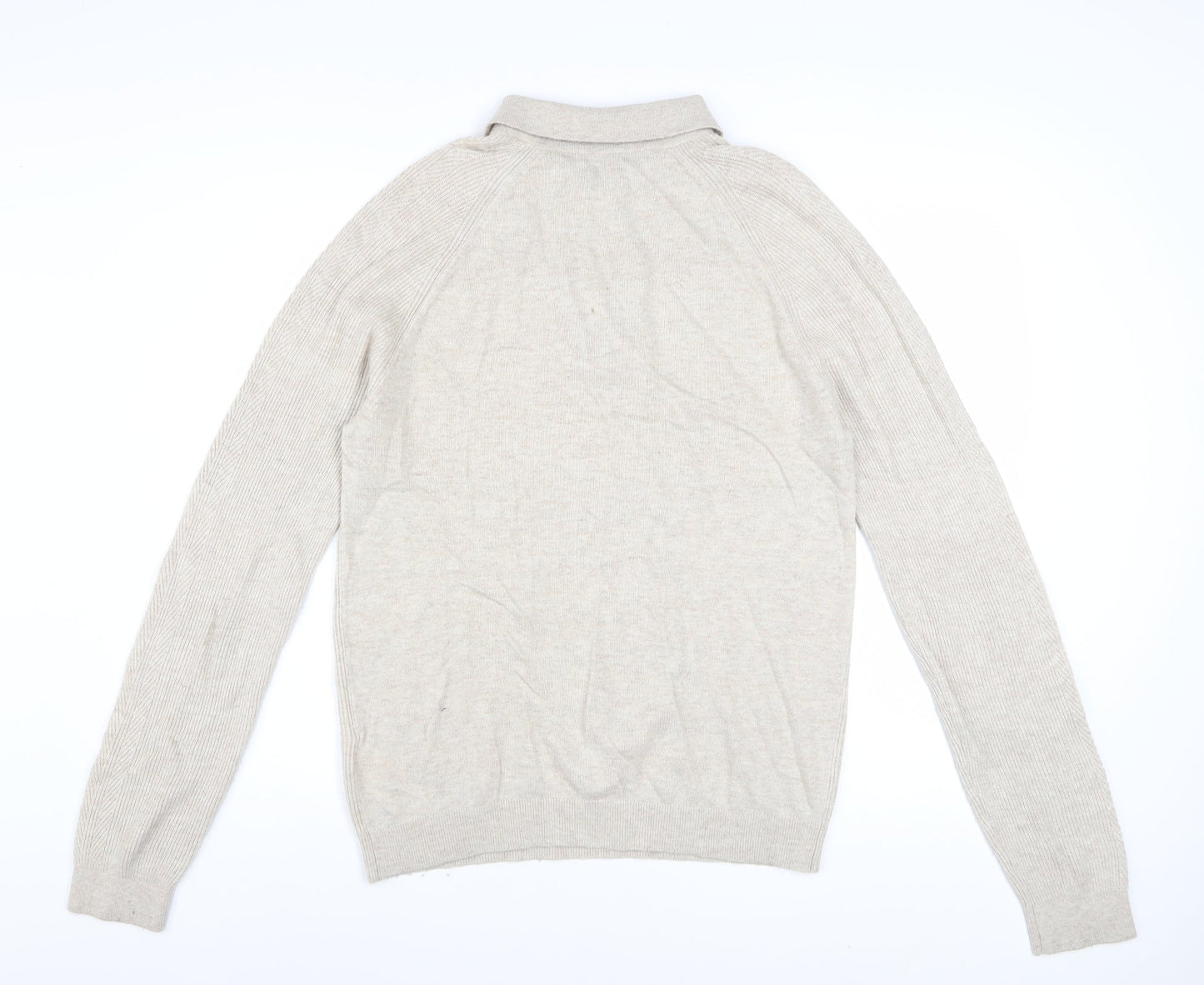Reiss Men’s Beige Collared Full Zip Knit Jumper M