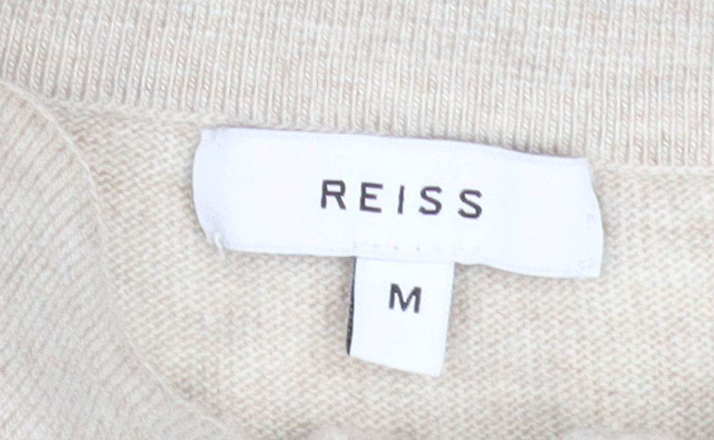 Reiss Men’s Beige Collared Full Zip Knit Jumper M