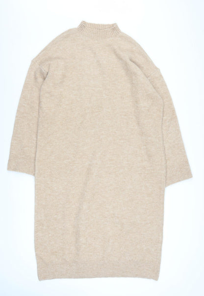 Marks and Spencer Women Beige Medium Knit Jumper Dress