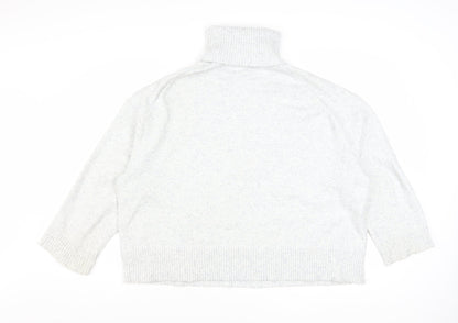Pull&Bear Women Ivory Roll Neck Knit Pullover Jumper Size S