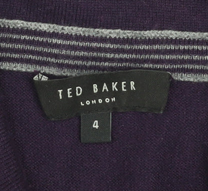 Ted Baker Men’s Purple Wool Blend V-Neck Jumper Size L