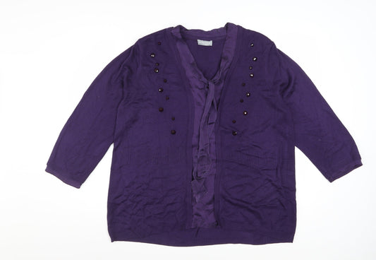 Marks and Spencer Per Una Women's Purple Size 18 Embellished Cardigan