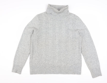 Mistral Womens Grey Cable Knit Roll Neck Jumper Size 12