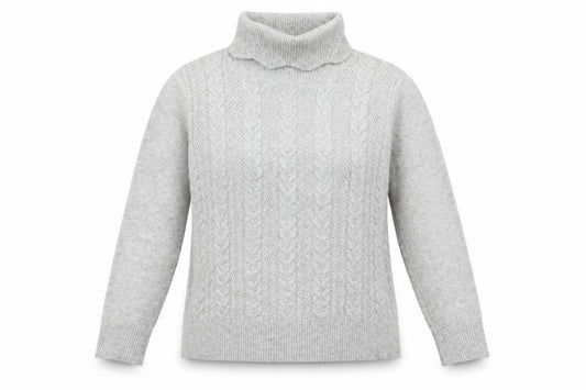 Mistral Womens Grey Cable Knit Roll Neck Jumper Size 12