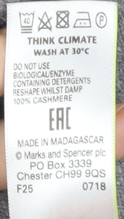 Marks and Spencer Womens Grey Cashmere High Neck Jumper M