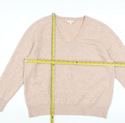 Pablo Women Beige V-Neck Wool Jumper Size S Classic Style