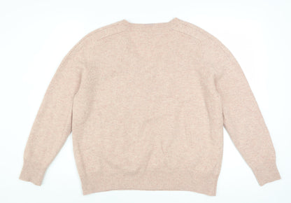Pablo Women Beige V-Neck Wool Jumper Size S Classic Style