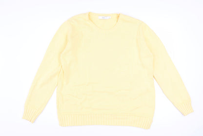 Isle Women's Yellow Cotton Crew Neck Jumper Size 14-16