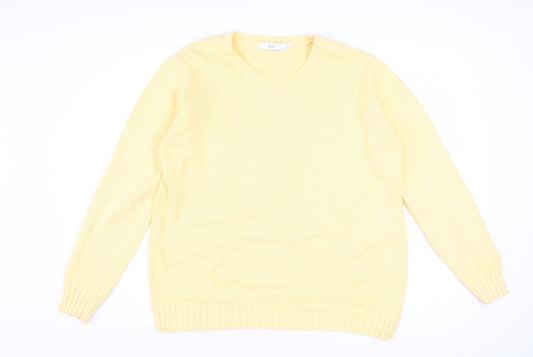 Isle Women's Yellow Cotton Crew Neck Jumper Size 14-16