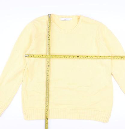 Isle Women's Yellow Cotton Crew Neck Jumper Size 14-16