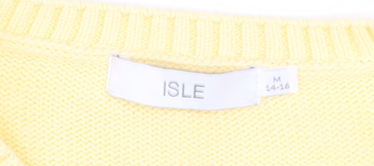 Isle Women's Yellow Cotton Crew Neck Jumper Size 14-16