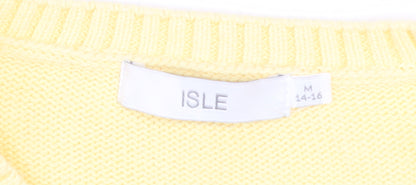 Isle Women's Yellow Cotton Crew Neck Jumper Size 14-16