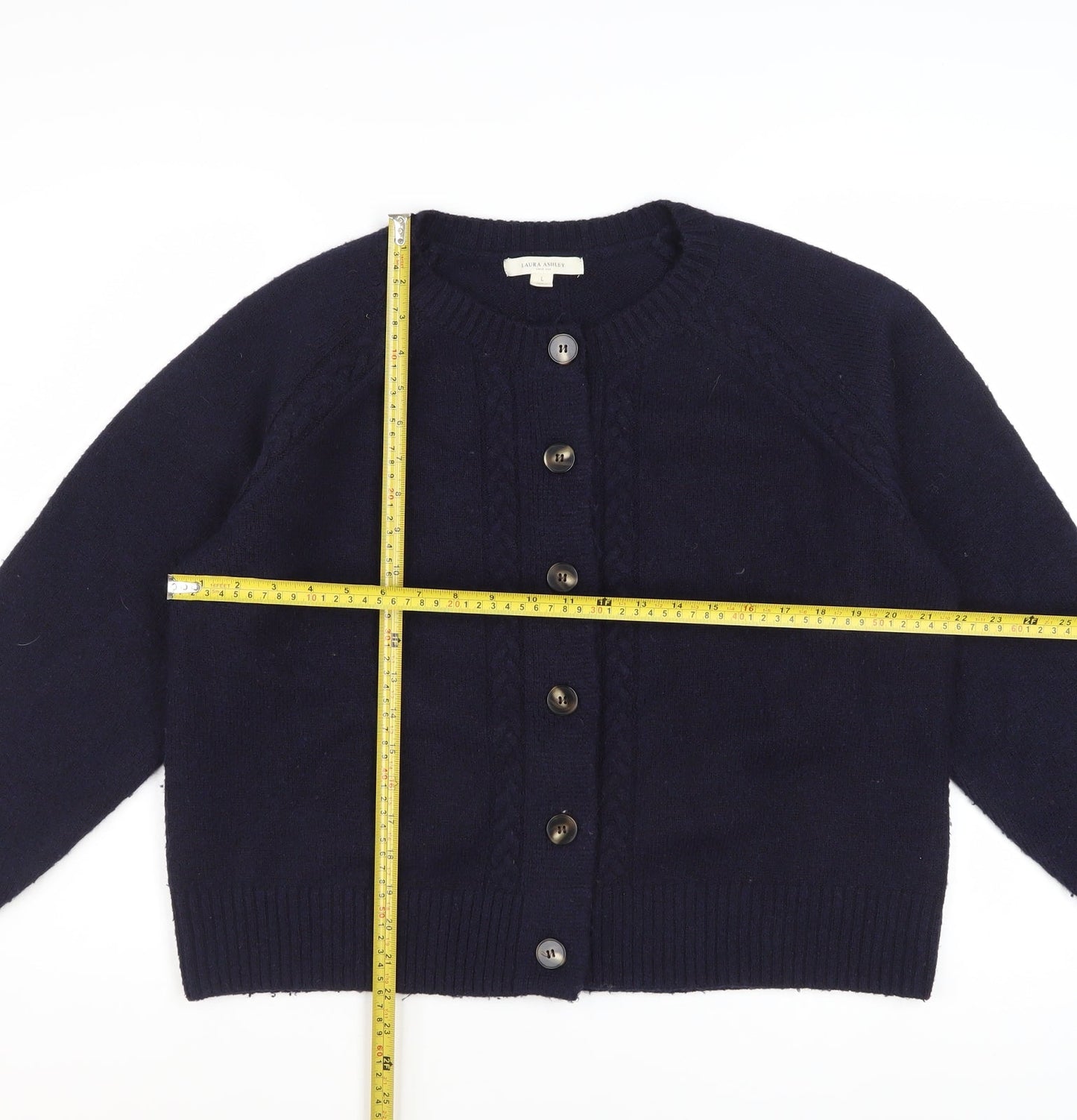 Laura Ashley Women's Blue Knit Button Cardigan L