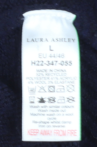 Laura Ashley Women's Blue Knit Button Cardigan L