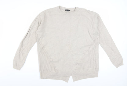 Warehouse Women Beige Wool Blend Crew Neck Long Sleeve Jumper Size 14