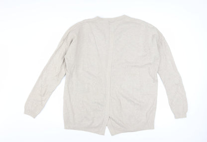 Warehouse Women Beige Wool Blend Crew Neck Long Sleeve Jumper Size 14