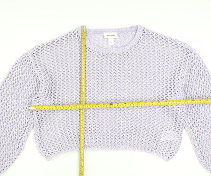 Monki Women Purple Open-Knit Pullover Jumper XL Casual Lightweight