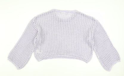 Monki Women Purple Open-Knit Pullover Jumper XL Casual Lightweight
