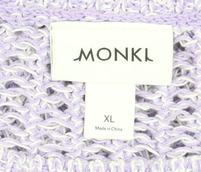 Monki Women Purple Open-Knit Pullover Jumper XL Casual Lightweight