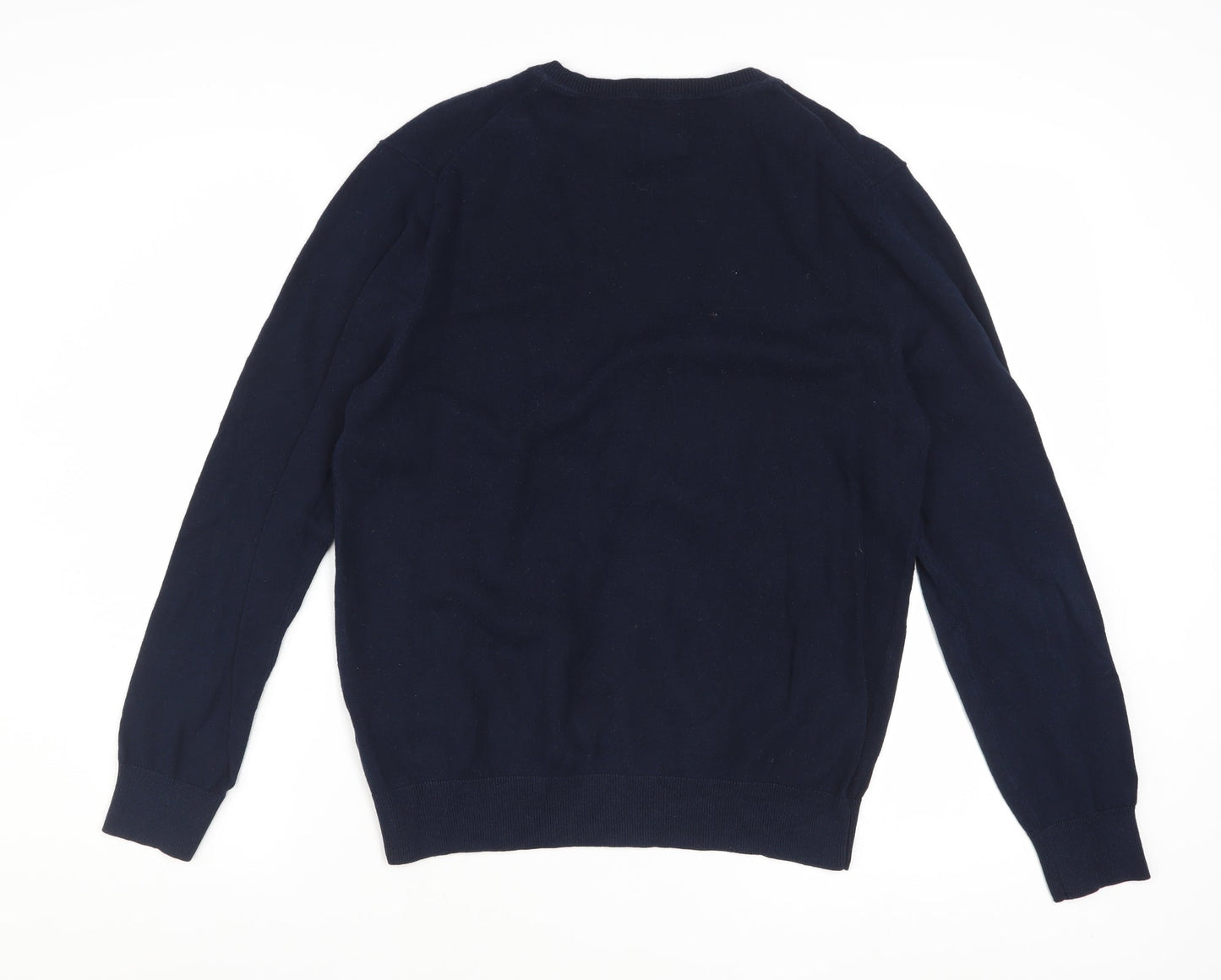 Burton Menswear Men's Blue V-Neck Cotton Pullover Jumper M