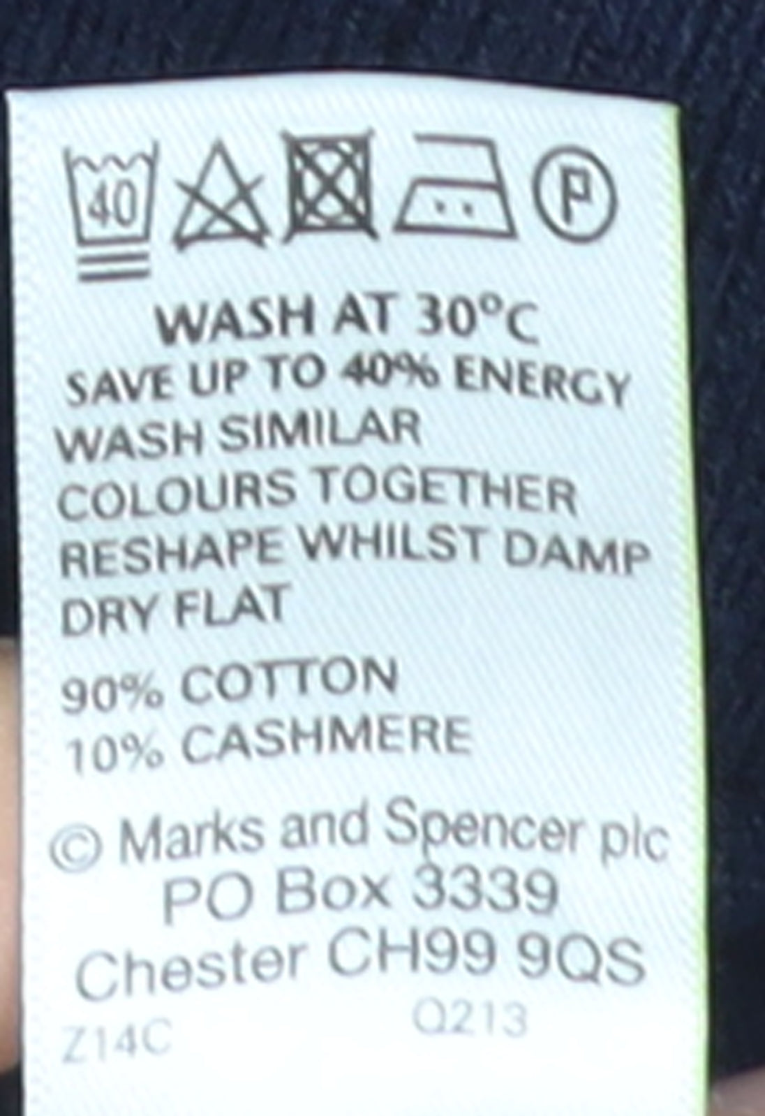 Marks and Spencer Men's Blue Cotton Cashmere V-Neck Vest S