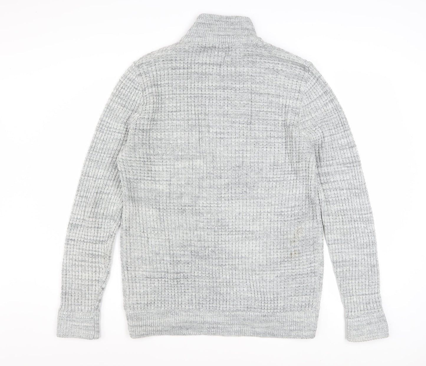 Next Mens Grey Half Zip High Neck Jumper Size L Acrylic Wool Blend