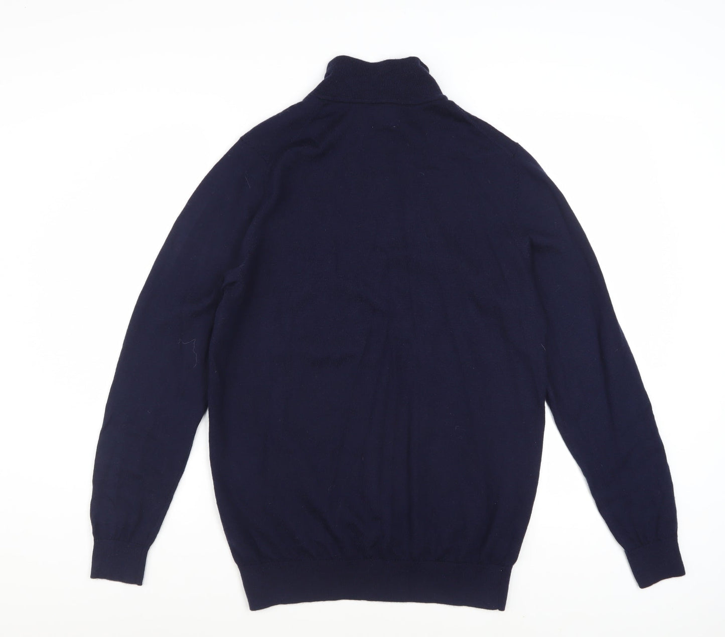 John Lewis & Partners Men's Blue Merino Wool 1/4 Zip Jumper L