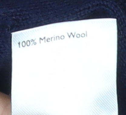 John Lewis & Partners Men's Blue Merino Wool 1/4 Zip Jumper L