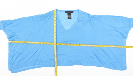 Ralph Lauren Women's Blue 100% Cashmere V-Neck Relaxed Jumper XS