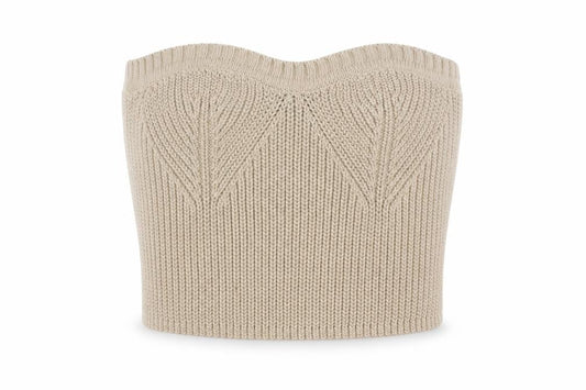 & Other Stories Women Beige Knit Strapless Camisole Top Size 12