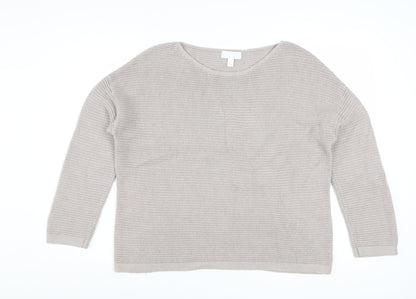 The White Company Women’s Beige Waffle-Knit Wool Cotton Jumper M