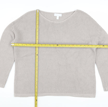 The White Company Women’s Beige Waffle-Knit Wool Cotton Jumper M