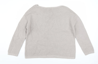 The White Company Women’s Beige Waffle-Knit Wool Cotton Jumper M