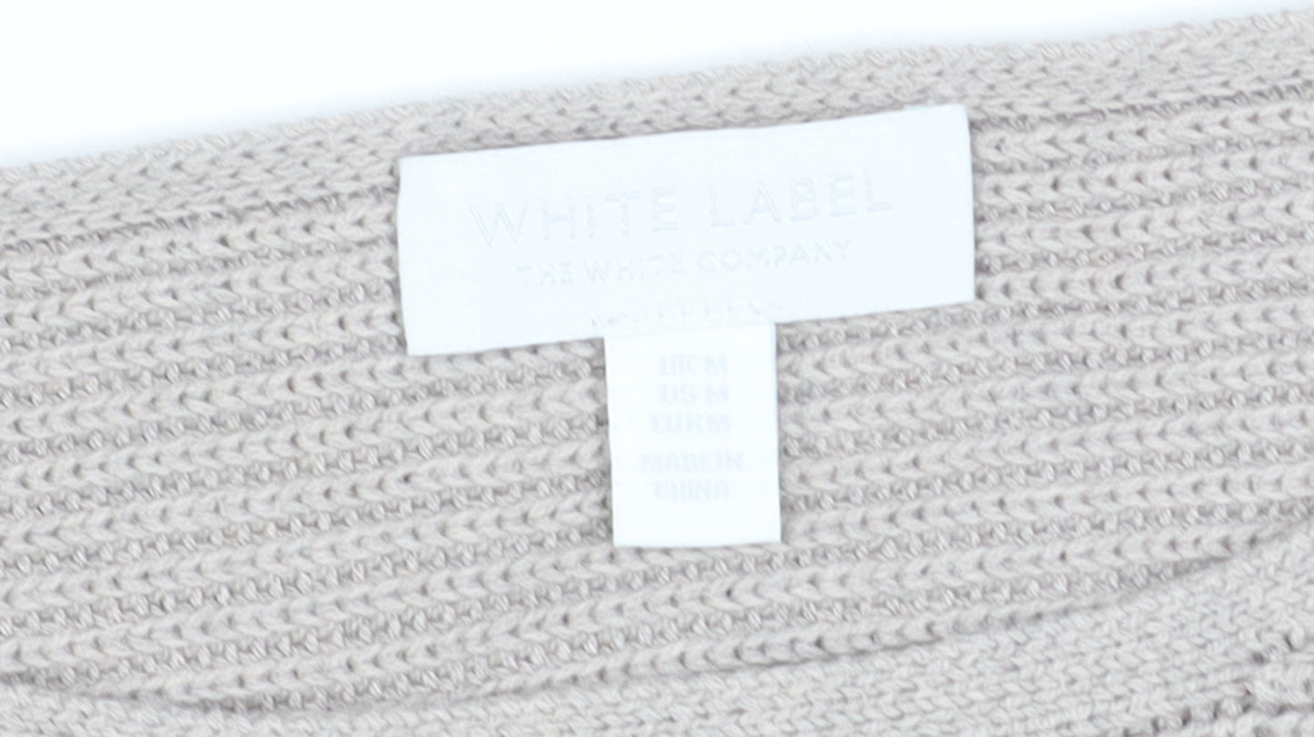 The White Company Women’s Beige Waffle-Knit Wool Cotton Jumper M
