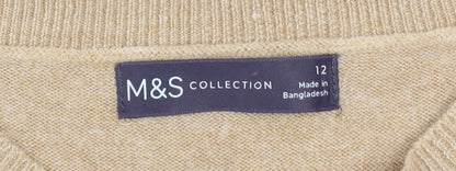 Marks and Spencer Women’s Beige Wool Cashmere Crew Neck Jumper Size 12