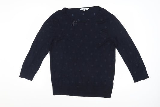 Jasper Conran Women’s Navy Blue Polka Dot Knit Jumper Size 14