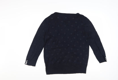 Jasper Conran Women’s Navy Blue Polka Dot Knit Jumper Size 14