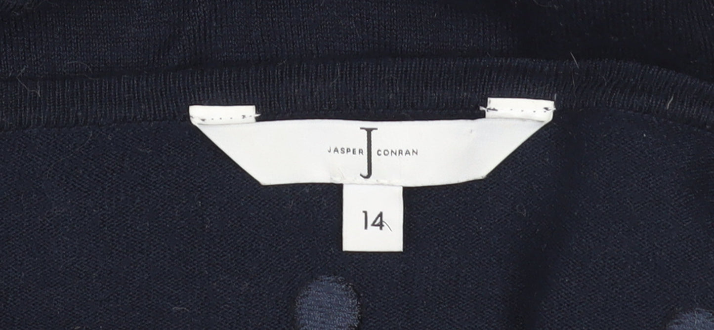 Jasper Conran Women’s Navy Blue Polka Dot Knit Jumper Size 14