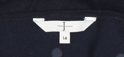 Jasper Conran Women’s Navy Blue Polka Dot Knit Jumper Size 14