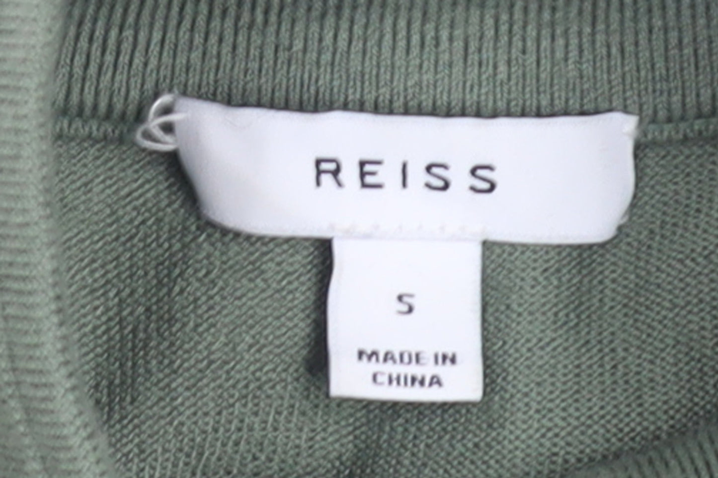 Reiss Men’s Green Wool Blend Half Zip High Neck Jumper Size S