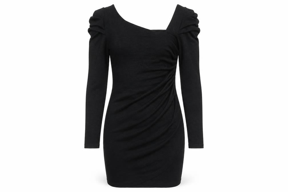 ON LINE Women’s Black Size 12 Bodycon Ruched Long Sleeve Dress