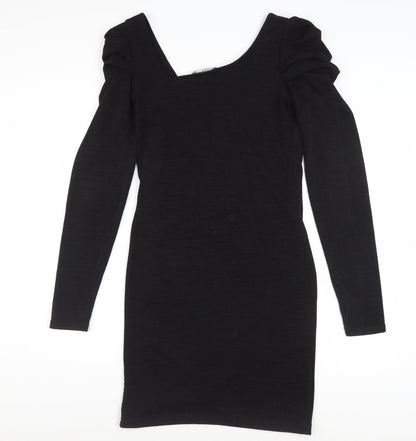 ON LINE Women’s Black Size 12 Bodycon Ruched Long Sleeve Dress