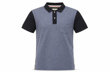 Dickens & Browne Men's Blue Geometric Cotton Polo Shirt L
