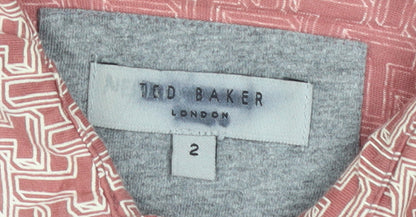 Ted Baker Men’s Red Geometric Cotton Polo Shirt Size S