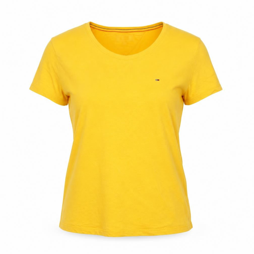 Tommy Jeans Women's Yellow Basic Cotton Crew Neck T-Shirt M
