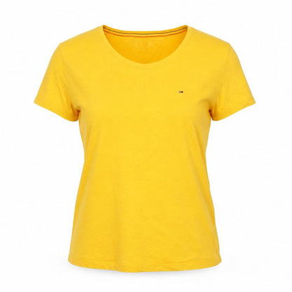 Tommy Jeans Women's Yellow Basic Cotton Crew Neck T-Shirt M